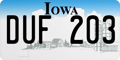 IA license plate DUF203