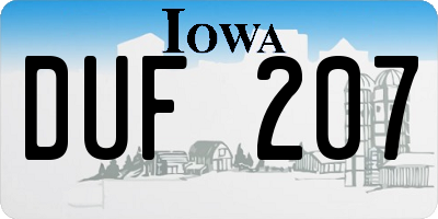 IA license plate DUF207