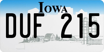 IA license plate DUF215