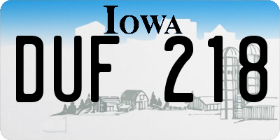 IA license plate DUF218