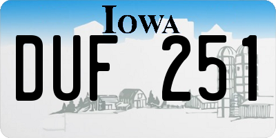 IA license plate DUF251