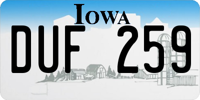 IA license plate DUF259