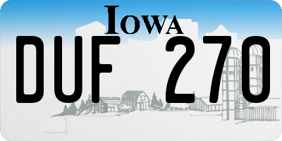 IA license plate DUF270