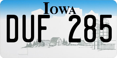 IA license plate DUF285