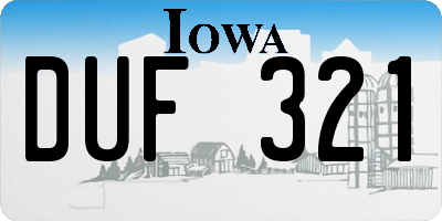 IA license plate DUF321