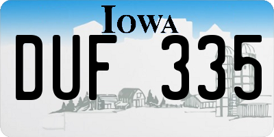 IA license plate DUF335