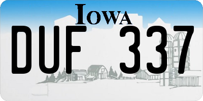 IA license plate DUF337