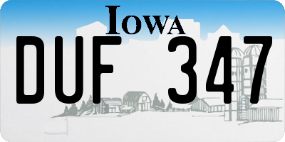 IA license plate DUF347