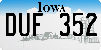 IA license plate DUF352