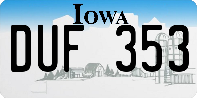 IA license plate DUF353