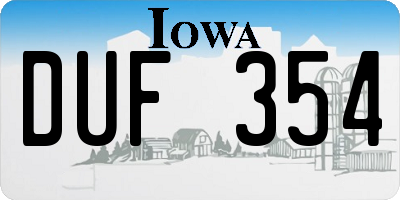 IA license plate DUF354