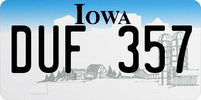 IA license plate DUF357