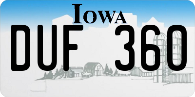 IA license plate DUF360