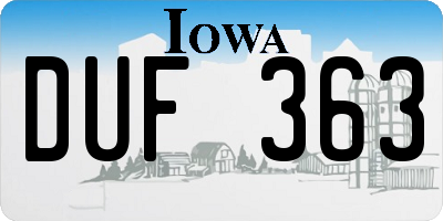 IA license plate DUF363