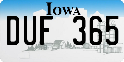 IA license plate DUF365