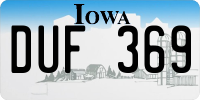 IA license plate DUF369