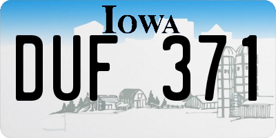 IA license plate DUF371