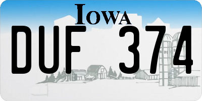 IA license plate DUF374