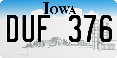 IA license plate DUF376