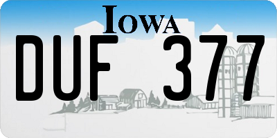 IA license plate DUF377