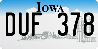 IA license plate DUF378