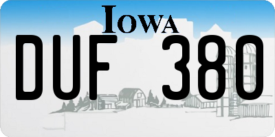 IA license plate DUF380