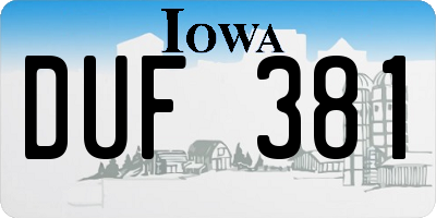 IA license plate DUF381