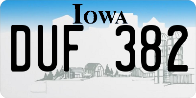 IA license plate DUF382