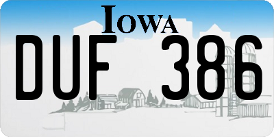 IA license plate DUF386