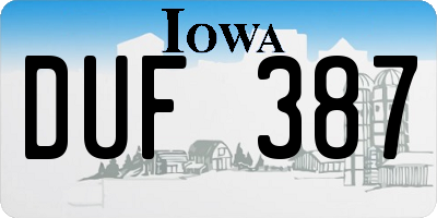 IA license plate DUF387