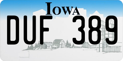 IA license plate DUF389