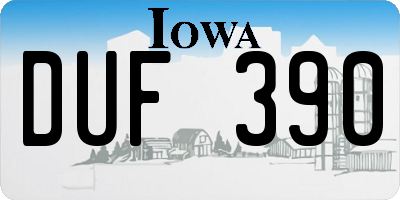 IA license plate DUF390