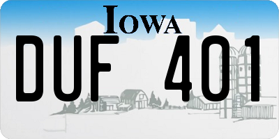 IA license plate DUF401