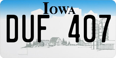 IA license plate DUF407