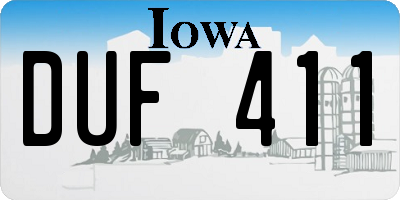 IA license plate DUF411