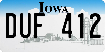 IA license plate DUF412