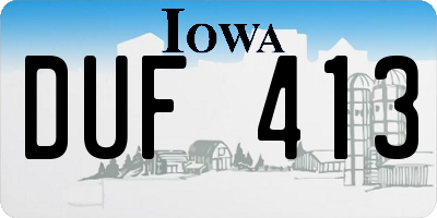 IA license plate DUF413