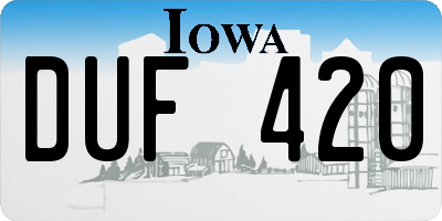 IA license plate DUF420