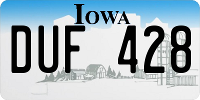 IA license plate DUF428
