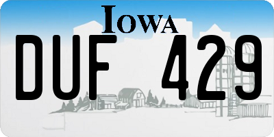 IA license plate DUF429