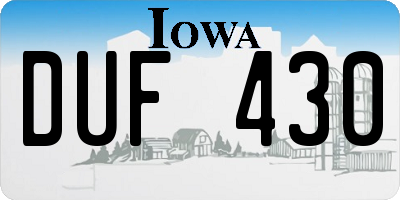 IA license plate DUF430