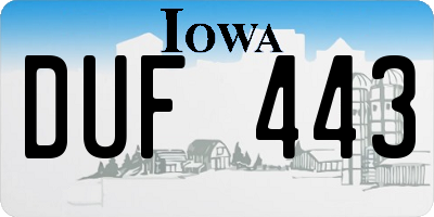 IA license plate DUF443