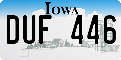 IA license plate DUF446