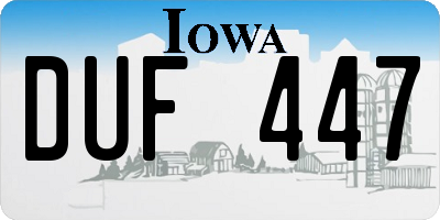 IA license plate DUF447