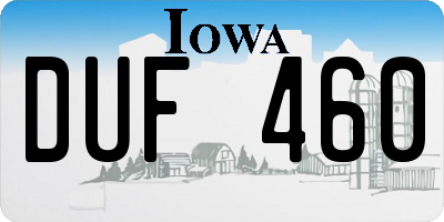 IA license plate DUF460