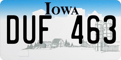 IA license plate DUF463