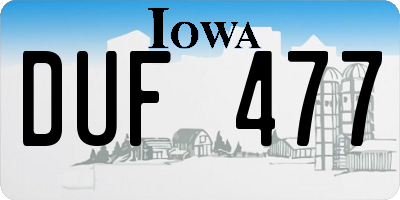 IA license plate DUF477