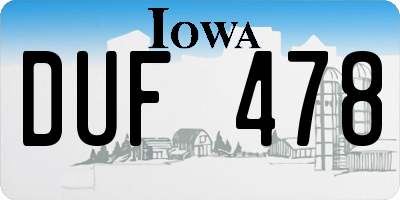 IA license plate DUF478