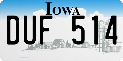 IA license plate DUF514