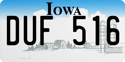 IA license plate DUF516